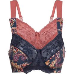 Biustonosz bez fiszbinów (2 szt.) bonprix z nadrukiem paisley + rabarbarowy. Niebieskie biustonosze bonprix, z nadrukiem. Za 89,98 zł.