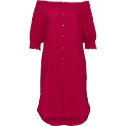 Sukienka "carmen" bonprix ciemnoróżowy. Różowe sukienki damskie bonprix, w paski, bez kołnierzyka, bez rękawów. Za 89,99 zł.