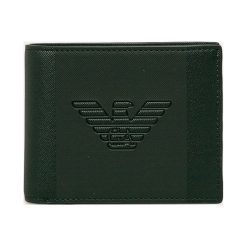 Emporio Armani - Portfel + brelok. Czarne portfele męskie Emporio Armani, bez wzorów, z poliesteru. Za 569,90 zł.