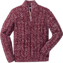 Golfy męskie: Sweter ze stójką Regular Fit bonprix czerwony rododendron melanż