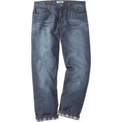 Dżinsy ocieplane Regular Fit Straight bonprix ciemnoniebieski "used". Czarne jeansy męskie bonprix, m, bez wzorów, klasyczne. Za 149,99 zł.
