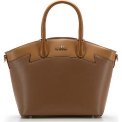Torebka damska. Niebieskie torebki klasyczne damskie Wittchen, w paski, ze skóry, eleganckie, bez dodatków. W wyprzedaży za 499,90 zł.