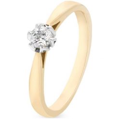 Pierścionek Złoty - złoto 585, Brylant 0,19ct. Żółte pierścionki damskie W.KRUK, z brylantem, złote. Za 3790,00 zł.