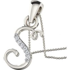 Naszyjniki damskie: Srebrny naszyjnik z diamentami – dł. 43 cm