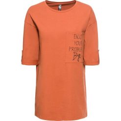 T-shirt z kieszonką bonprix pomarańczowo-czarny. Czerwone t-shirty damskie bonprix, bez wzorów, bez kołnierzyka. Za 44,99 zł.