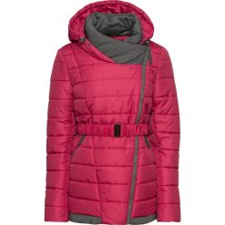 Zimowy krótki płaszcz bonprix czerwień granatu. Czerwone płaszcze damskie bonprix, na zimę, w paski, krótkie. Za 189,99 zł.