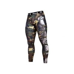 LEGGINSY MĘSKIE CAMO-CLASSIC. Zielone spodnie męskie Feelj!, m, z nadrukiem, ze skóry, na fitness i siłownię. Za 179,00 zł.
