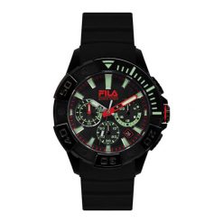Zegarek "FILA38-040-003" w kolorze czarnym. Czarne, analogowe zegarki męskie marki Fila, ze stali. W wyprzedaży za 329,95 zł.