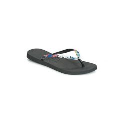 Japonki Havaianas SLIM STRAPPED. Czarne klapki damskie Havaianas, bez wzorów, bez obcasa. Za 90,30 zł.
