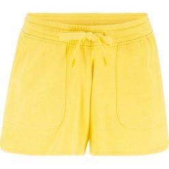 Szorty dresowe z wiązanym paskiem bonprix żółty ananasowy. Żółte spodnie damskie bonprix, z dresówki. Za 34,99 zł.