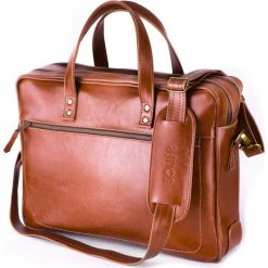 FABIO Męska skórzana Torba na laptopa VINTAGE BRĄZ. Pomarańczowe torby męskie skórzane Solier, bez wzorów, ze skóry, eleganckie, na ramię. Za 699,00 zł.