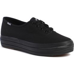 Tenisówki KEDS - Triple WF56551 Black/Black. Czarne półbuty damskie Keds, bez wzorów, z gumy, bez zapięcia. Za 119,00 zł.