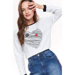BLUZA NIEROZPINANA DAMSKA Z HAFTEM, Z NADRUKIEM. Szare bluzy damskie TROLL, na lato, l, z nadrukiem, z dzianiny, bez rękawów, bez kaptura. Za 59,99 zł.