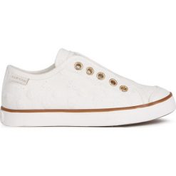 Geox - Tenisówki. Białe trampki i tenisówki damskie Geox, bez wzorów, z gumy, bez zapięcia. Za 259,90 zł.