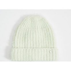 Czapka beanie o prążkowanym splocie - Zielony. Zielone czapki damskie Mohito, prążkowane. W wyprzedaży za 9,99 zł.