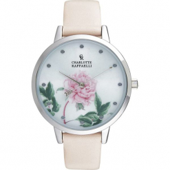 Zegarek kwarcowy "Floral" w kolorze jasnoróżowo-srebrno-kremowym. Białe, analogowe zegarki damskie Stylowe zegarki. W wyprzedaży za 127,95 zł.