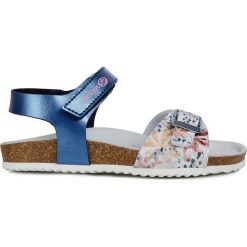 Geox - Sandały dziecięce. Niebieskie sandały dziewczęce Geox, ze skóry, bez zapięcia. W wyprzedaży za 159,90 zł.