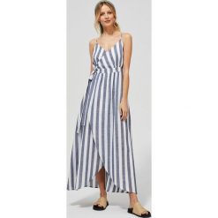 Sukienka maxi w paski. Sukienki damskie Moodo, s, w paski, z bawełny, bez kołnierzyka, bez rękawów, maxi. Za 89,99 zł.