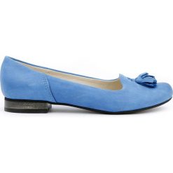 Balerinki - skóra naturalna - model 009 - kolor szafir. Szare baleriny damskie Zapato, bez wzorów, ze skóry, eleganckie, na niskim obcasie, na obcasie. W wyprzedaży za 173,40 zł.