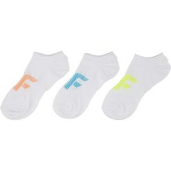 Skarpetki dziewczęce 3 pary (30-38) JSOD212 - koral neon+morska zieleń+żółty neon. Żółte skarpetki dziewczęce 4F JUNIOR, z bawełny. Za 24,99 zł.