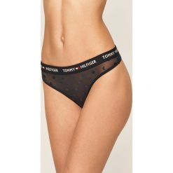 Tommy Hilfiger - Stringi. Niebieskie majtki damskie TOMMY HILFIGER, m, bez wzorów, z elastanu. Za 89,90 zł.