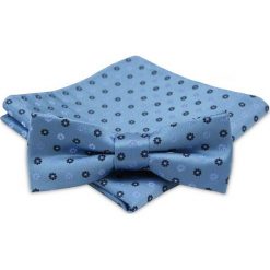 Modna Mucha Męska - Alties - Niebieska we Wzór Kwiatowy MUALTS0215. Niebieskie muszki męskie Alties, na imprezę, w paski, eleganckie. Za 39,00 zł.