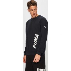 Puma - Bluza. Niebieskie bluzy męskie Puma, s, z nadrukiem, z elastanu, z okrągłym kołnierzem, bez rękawów, bez kaptura. W wyprzedaży za 179,90 zł.