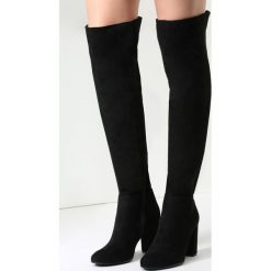 Czarne Kozaki Magic Balls. Czarne buty zimowe damskie vices, z materiału, z okrągłym noskiem, na wysokim obcasie, na obcasie. Za 109,99 zł.