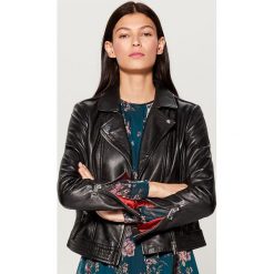 Skórzana kurtka biker - Czarny. Czarne kurtki damskie Mohito. Za 499,99 zł.