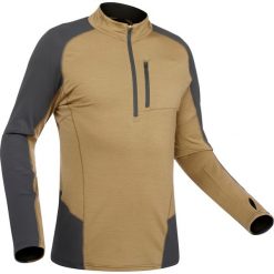 Koszulka trekkingowa z długim rękawem - TREK 900 MERINO męska. Pomarańczowe koszulki męskie FORCLAZ, m, bez wzorów, z elastanu, bez kołnierzyka, z długim rękawem, długie. Za 199,99 zł.