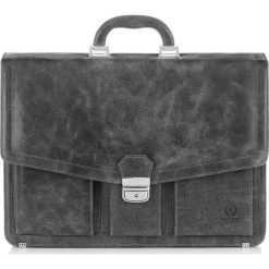 Skórzana teczka aktówka męska vintage szara PAOLO PERUZZI GA319 - Szary. Szare aktówki męskie Paolo Peruzzi, w paski, ze skóry, vintage. Za 499,99 zł.