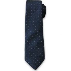Elegancki Krawat Męski z Drobnym Wzorkiem - 6 cm - Alties, Granatowy KRALTS0111. Niebieskie krawaty męskie Alties, bez wzorów, z tkaniny, eleganckie. Za 40,00 zł.