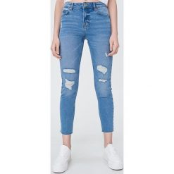 Jeansy slim fit z bawełny organicznej - Niebieski. Niebieskie jeansy damskie Sinsay, bez wzorów, z bawełny. Za 69,99 zł.