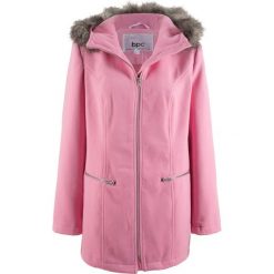 Parka z materiału w optyce wełny bonprix różowy malinowy. Czerwone parki damskie bonprix, z wełny. Za 124,99 zł.