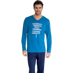 Piżamy męskie: Długa piżama z długim rękawem, wzorzysty t-shirt