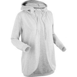Bluzy damskie: Bluza rozpinana z kapturem, długi rękaw bonprix jasnoszary melanż