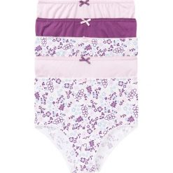 Figi z wysoką talią (5 par) bonprix z nadrukiem + matowy bez + matowy jasnoróżowy. Białe majtki damskie marki bonprix, z nadrukiem. Za 49,95 zł.