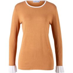 Sweter z kolekcji Maite Kelly bonprix kremowo-beżowo-biały. Pomarańczowe swetry damskie bonprix, z aplikacjami, z dzianiny, klasyczne, bez rękawów, bez kaptura. Za 74,99 zł.