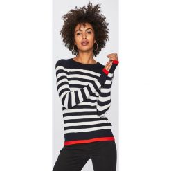 Vero Moda - Sweter. Niebieskie swetry klasyczne damskie marki Vero Moda, s, z wiskozy, z okrągłym kołnierzem. Za 129,90 zł.
