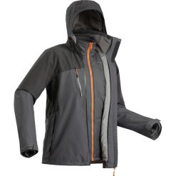 Kurtka 3w1 WTP komfort -10°C - TRAVEL 500 męska. Szare kurtki męskie FORCLAZ, xl, bez wzorów, z elastanu, bez kaptura. Za 349,99 zł.