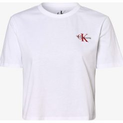 Calvin Klein Jeans - T-shirt damski, biały. Białe t-shirty damskie Calvin Klein Jeans, l, bez wzorów, z jeansu, eleganckie, bez kołnierzyka. Za 129,95 zł.