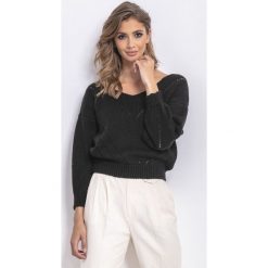 Sweter F765 czarny. Czarne swetry damskie Tagless, xl, z aplikacjami, eleganckie, bez rękawów, bez kaptura. Za 114,00 zł.