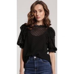 Czarna Bluzka Beryl. Czarne bluzki damskie Renee, s, bez wzorów, z tkaniny, eleganckie, z okrągłym kołnierzem, z krótkim rękawem. Za 79,99 zł.