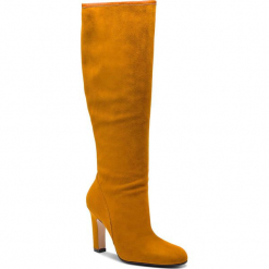 Kozaki STUART WEITZMAN - Charlie YL96210 Bridle Devon. Żółte kozaki damskie marki Stuart Weitzman, ze skóry, bez obcasa, bez zapięcia. W wyprzedaży za 1709,00 zł.