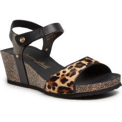 Sandały PANAMA JACK - Victory Leopard B3 Curerda/Rope. Czarne klapki damskie Panama Jack, bez wzorów, ze skóry, bez obcasa, na obcasie. W wyprzedaży za 379,00 zł.