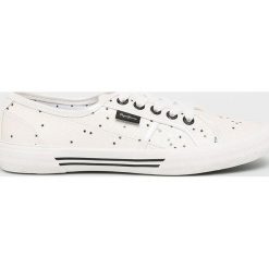 Pepe Jeans - Tenisówki. Białe trampki i tenisówki damskie Pepe Jeans, bez wzorów, z jeansu, na sznurówki. W wyprzedaży za 169,90 zł.