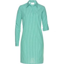 Sukienka szmizjerka bonprix szmaragdowo-biały w paski. Zielone sukienki damskie bonprix, w paski, bez kołnierzyka, bez rękawów, długie, szmizjerki. Za 89,99 zł.