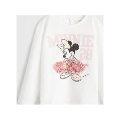 Mango Kids - Longsleeve dziecięcy Cheer 80-104 cm. Białe bluzki dziewczęce Mango Kids, z aplikacjami, z bawełny, z okrągłym kołnierzem, z krótkim rękawem, krótkie, bez kaptura. Za 49,90 zł.