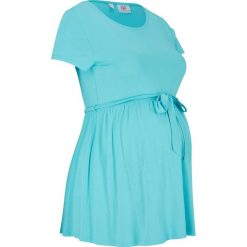 Shirt ciążowy bonprix matowy morski. Niebieskie bluzki ciążowe bonprix, bez wzorów, z wiskozy, bez kołnierzyka, bez rękawów. Za 59,99 zł.