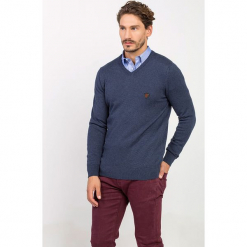 Sweter w kolorze granatowym. Niebieskie swetry klasyczne męskie marki Jimmy Sanders, l. W wyprzedaży za 99,95 zł.